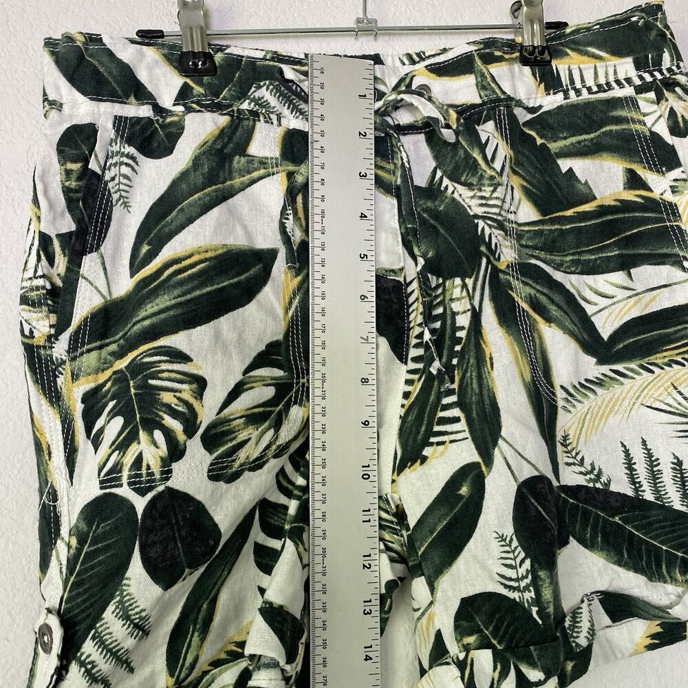 Per Se Green Tropical Linen Blend Shorts Medium Resort Vacation Beach Hawaiian - Picture 4 of 8